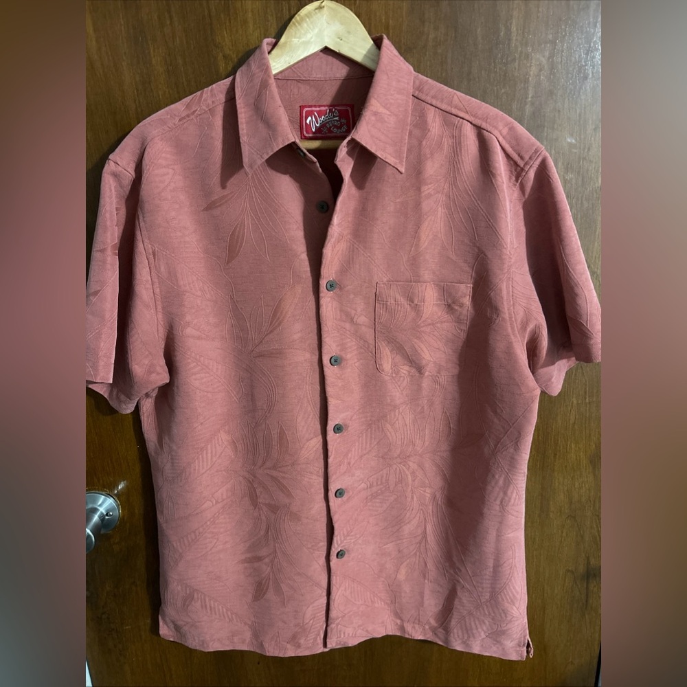 Woody's Retro Lounge Men's Rust Color Hawaiian Button Down Shirt Size L